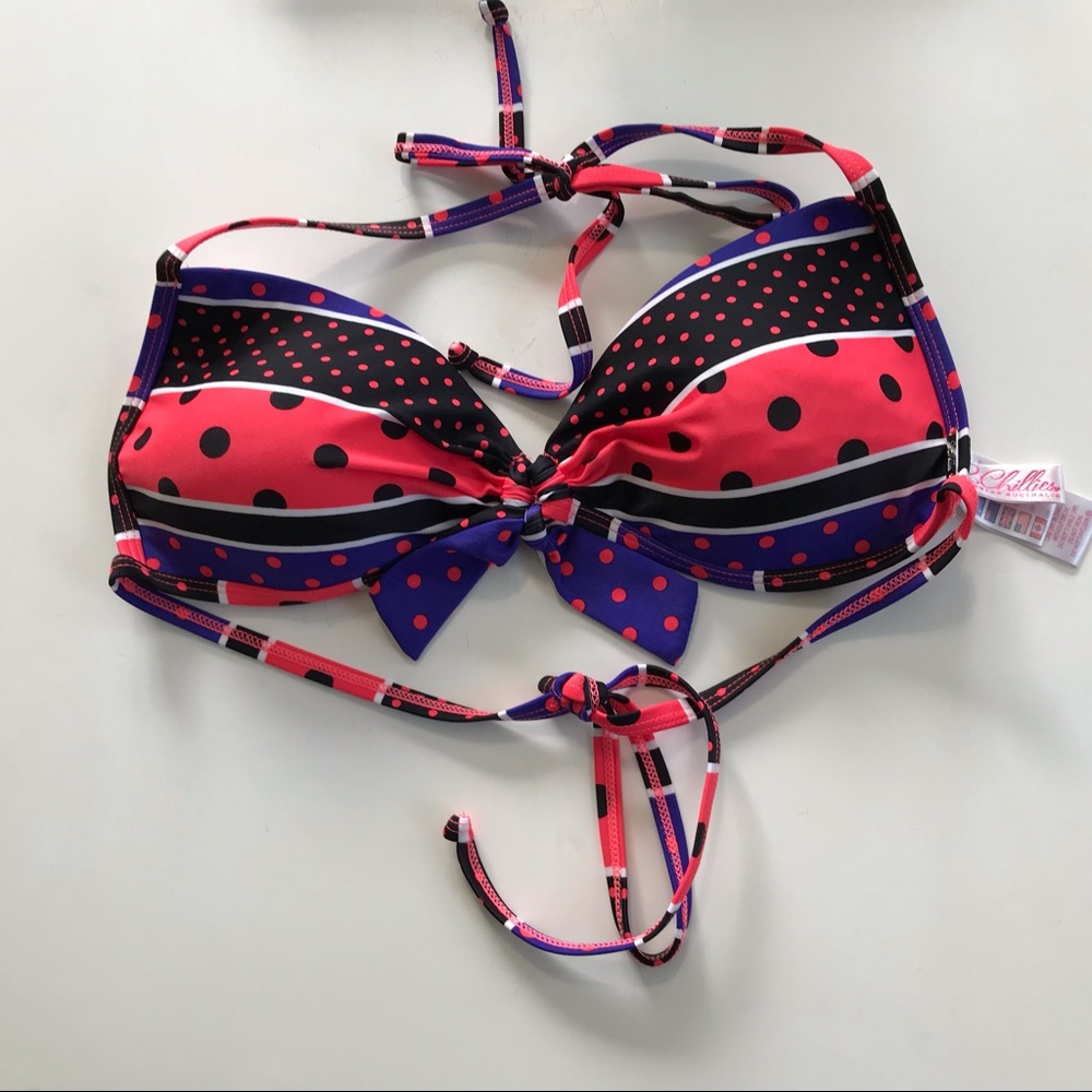 ✴️ 2Chillies Polka Dot Halterneck Swim Top Sz10 NWOT